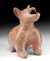 UNUSUAL COLIMA REDWARE DOG VES