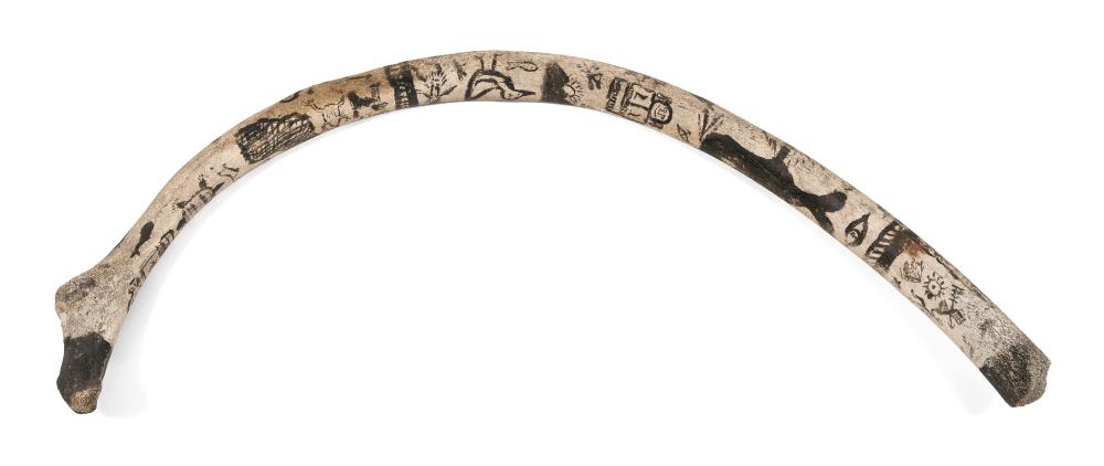 UNUSUAL DECORATED WHALE RIB 19TH