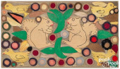 UNUSUAL FELT PENNY RUG WITH SQ
