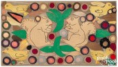 UNUSUAL FELT PENNY RUG WITH SQ