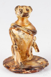 UNUSUAL FIGURAL REDWARE DOG LI