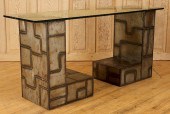 UNUSUAL GLASS TOP CONSOLE MANN