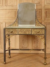 UNUSUAL ITALIAN BRASS GLASS DR