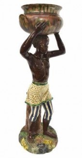 UNUSUAL MAJOLICA FIGURAL JARDI