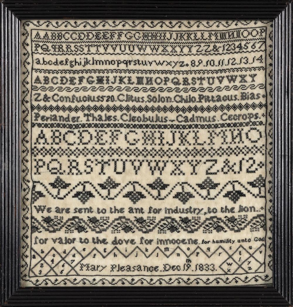 UNUSUAL NEEDLEWORK SAMPLER DATED