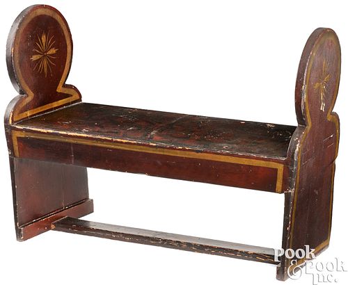 UNUSUAL PAINTED PINE WAGON SEAT,