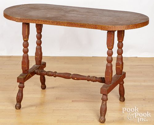 UNUSUAL PAINTED PINE WORK TABLE,
