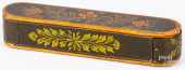 UNUSUAL PAINTED SLIDE LID BOX,
