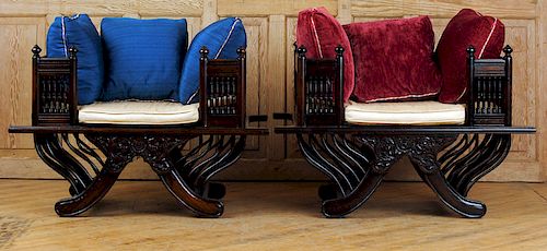 UNUSUAL PAIR INDIAN WINDOW SEATS
