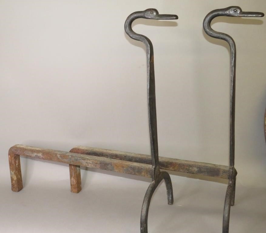 UNUSUAL PAIR OF SWAN HEAD WROUGHT
