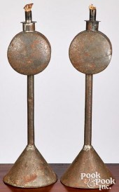 UNUSUAL PAIR OF TIN FLUID LAMP