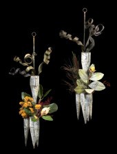 Unusual Pair of Zinc Hanging W