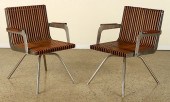 UNUSUAL PAIR TEAK AND STEEL SL