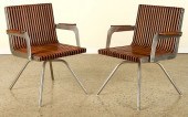 UNUSUAL PAIR TEAK AND STEEL SL