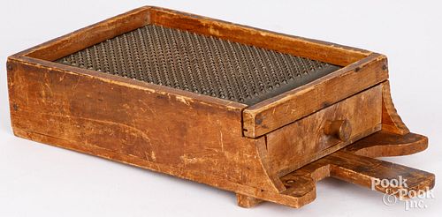 UNUSUAL PINE AND TIN BOX GRATER,