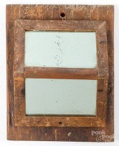 UNUSUAL PINE MIRROR, 19TH C.Un
