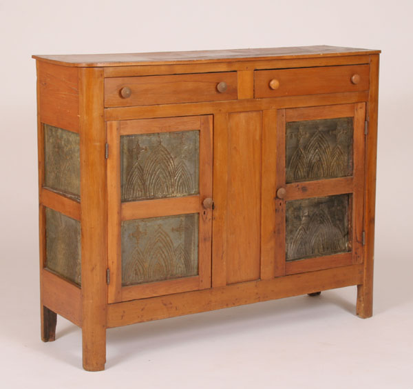 Unusual punched tin pie safe,