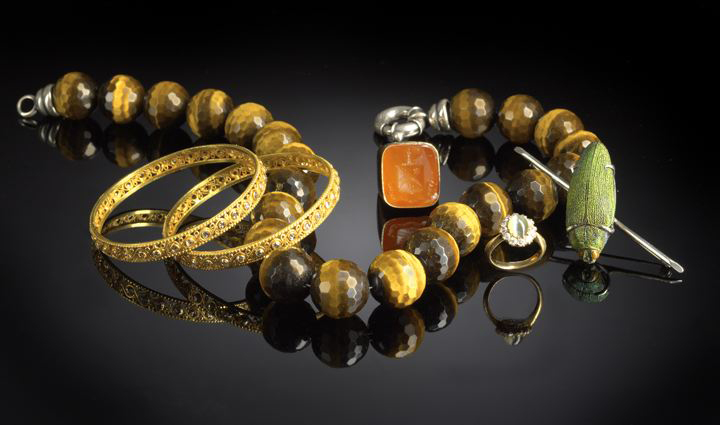 Unusual Quartz Tiger-Eye Necklace,
