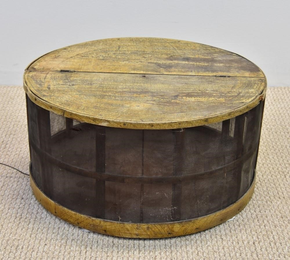 Unusual round wire mesh and wood