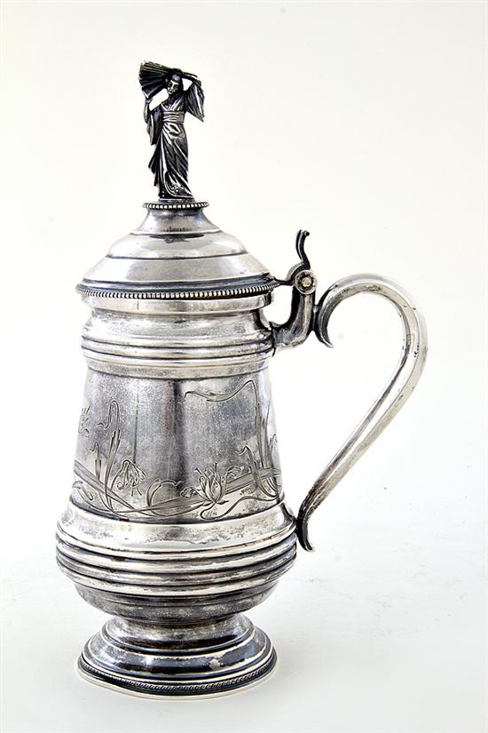 Unusual Russian silver tankard