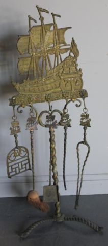 Unusual Ship Motif Firetool Set.A