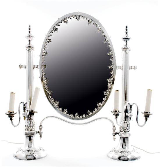 Unusual silverplate dressing mirror