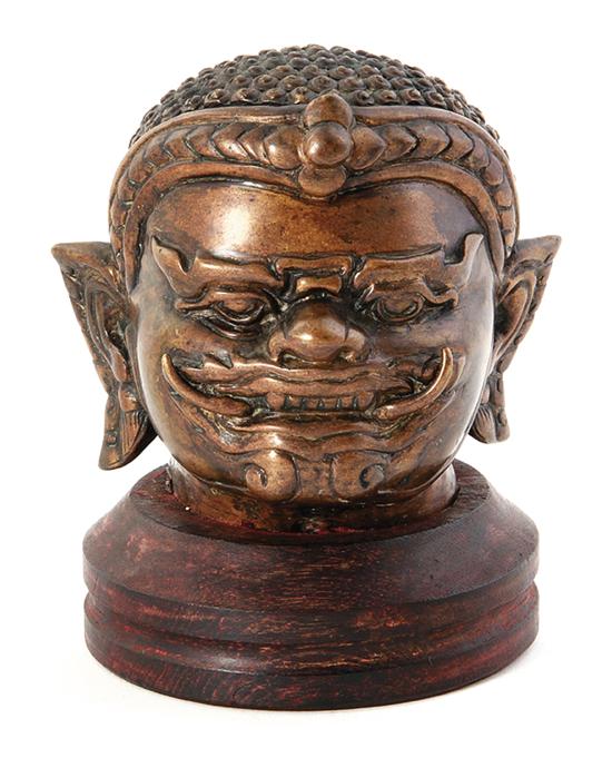 Unusual Thai bronze Dharmapala-head