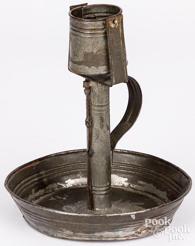 UNUSUAL TIN GIMBALED FAT LAMP, 19TH