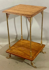 UNUSUAL VICTORIAN OAK & BRASS
