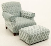 UPHOLSTERED ARM CHAIR AND OTTA