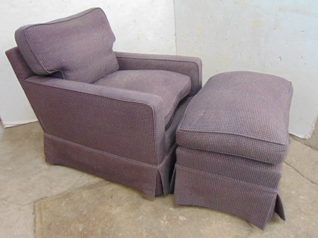 UPHOLSTERED ARM CHAIR WITH OTTOMAN,