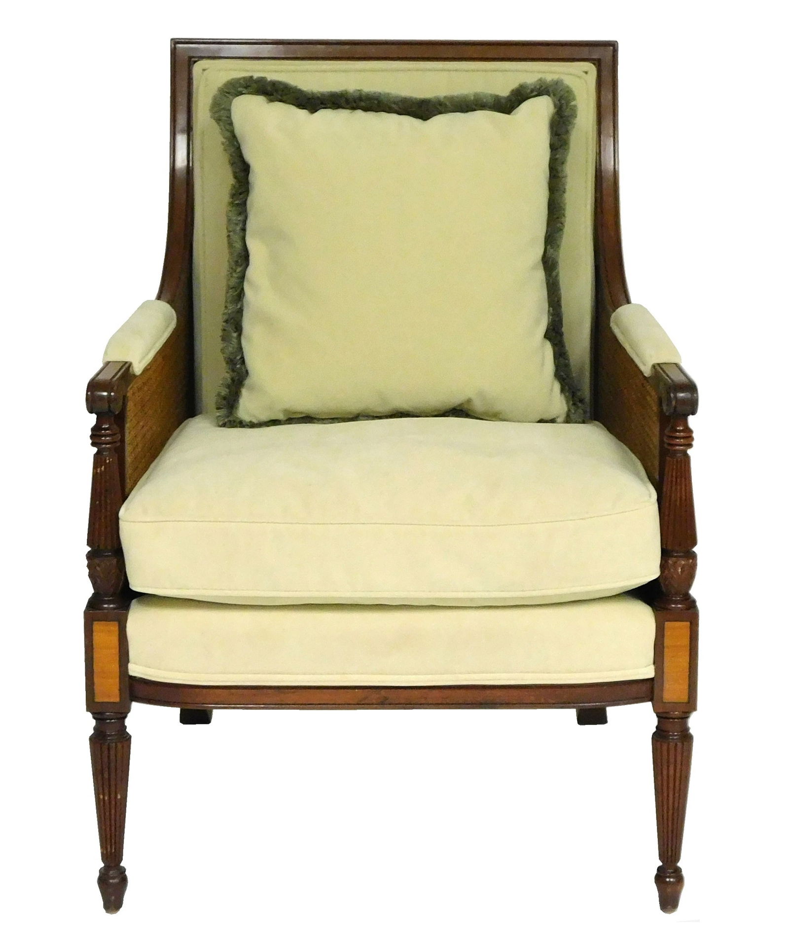 UPHOLSTERED ARMCHAIR WITH CANING