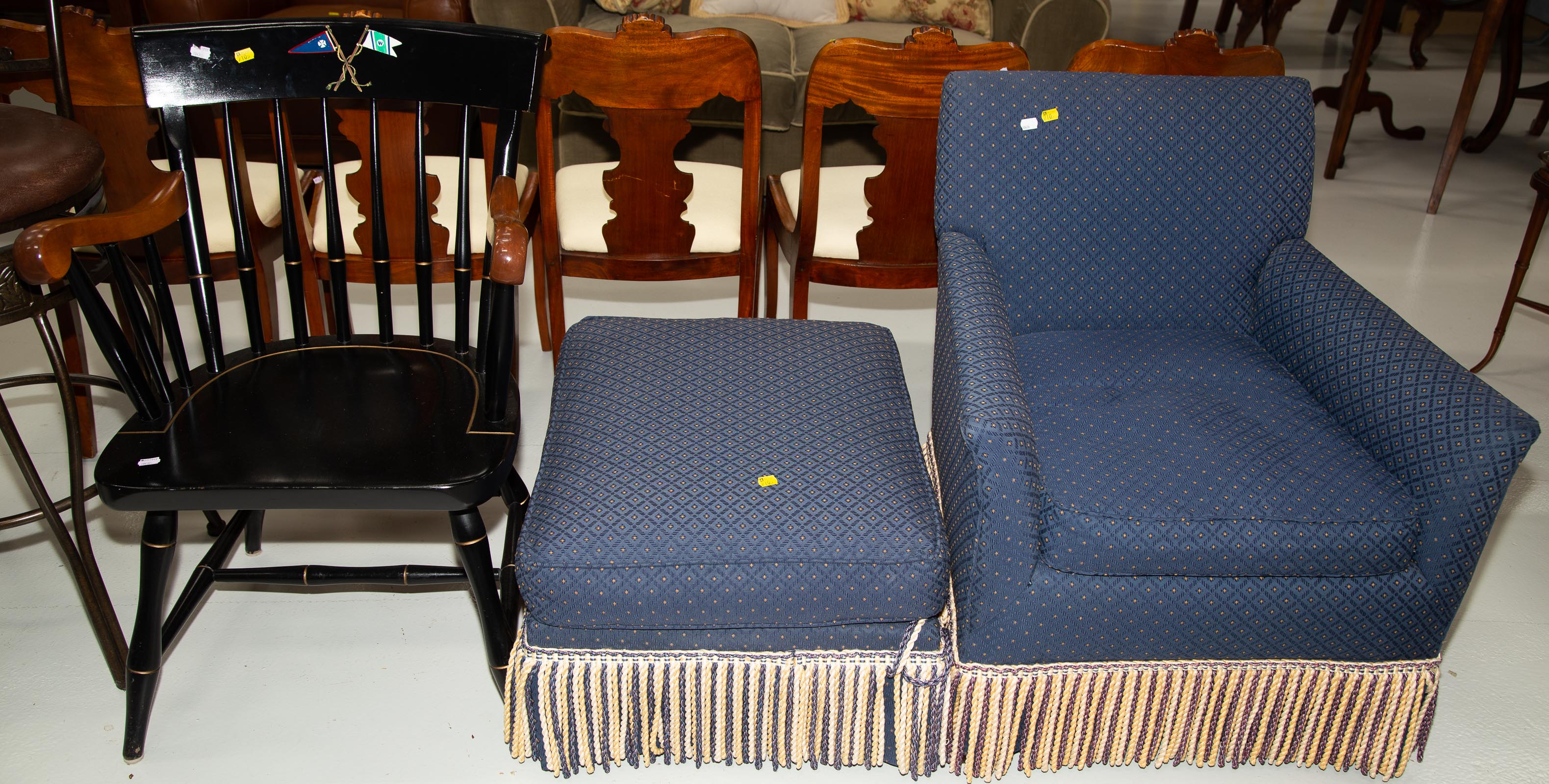 UPHOLSTERED CHAIR WITH OTTOMAN &