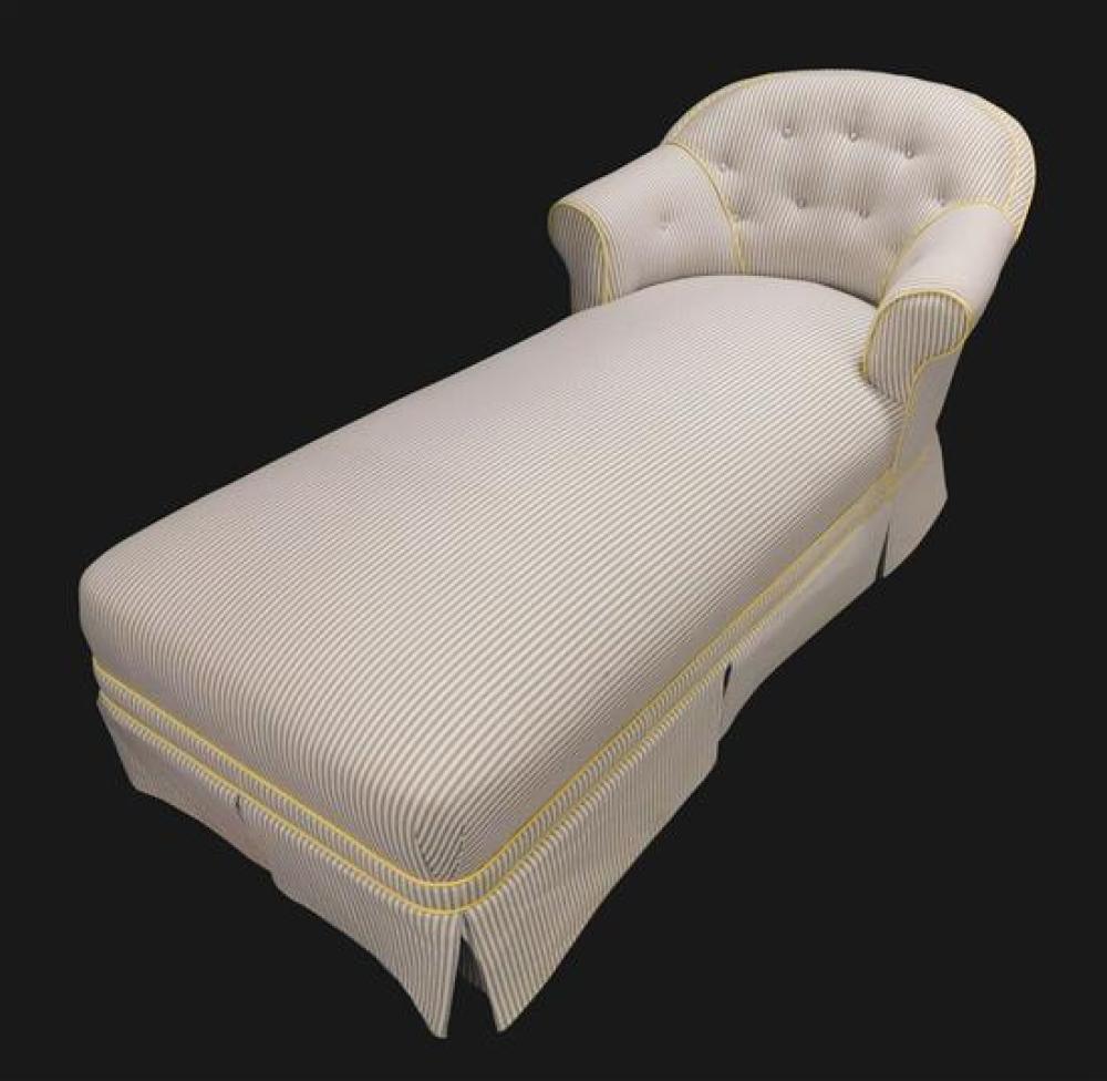 UPHOLSTERED CHAISE LOUNGE, BLUE AND