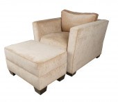 UPHOLSTERED CLUB CHAIR & OTTOM