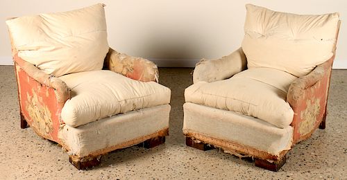 UPHOLSTERED CLUB CHAIRS MANNER OF