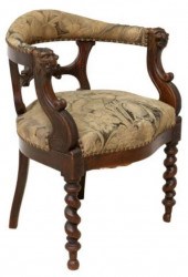 UPHOLSTERED CURVED BACK OAK AR