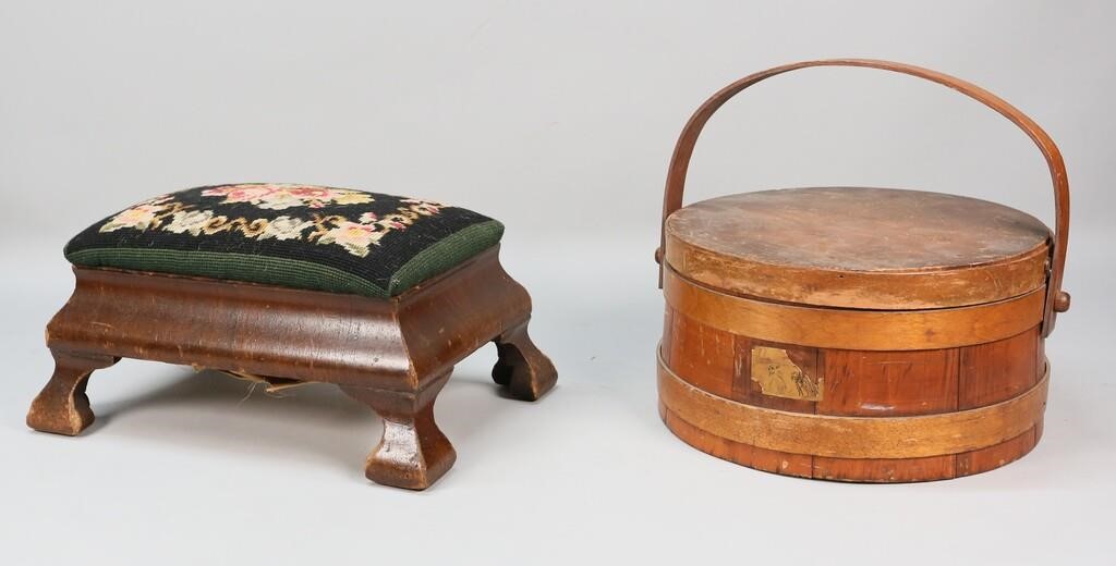 UPHOLSTERED FOOTSTOOL & HANDLED
