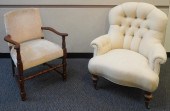 UPHOLSTERED FRUITWOOD ARMCHAIR