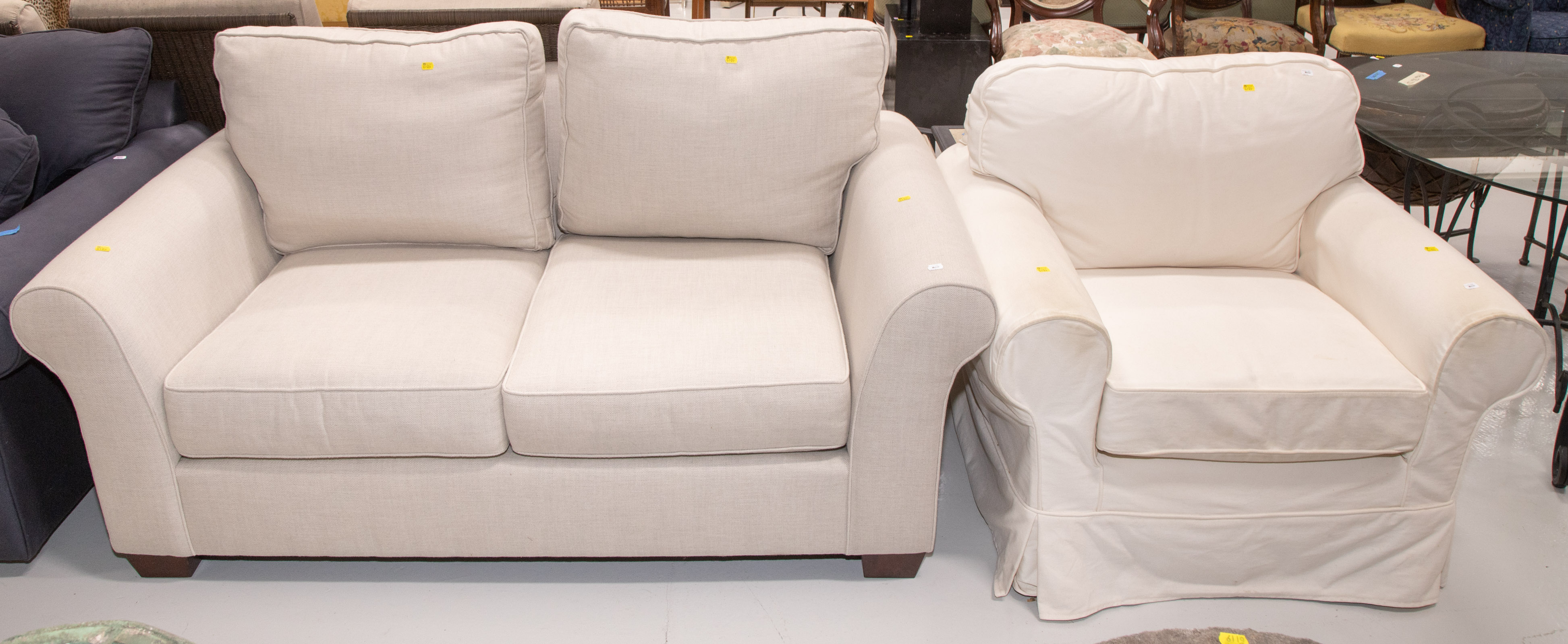 UPHOLSTERED LOVE SEAT & CLUB