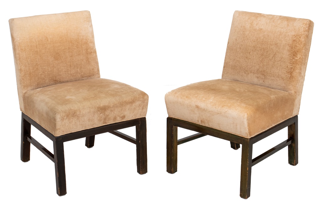 UPHOLSTERED SLIPPER CHAIRS, 2