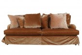 UPHOLSTERED SOFAwith brown sli