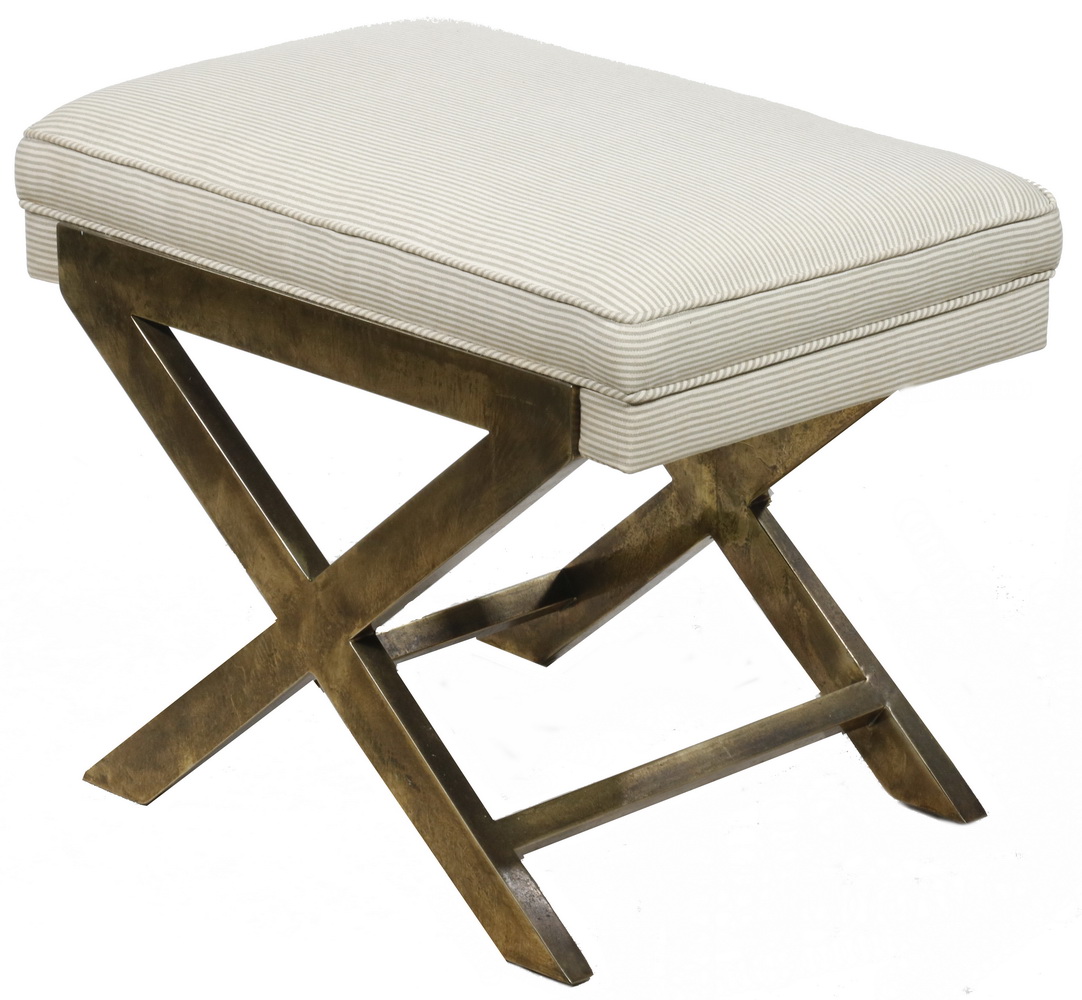 UPHOLSTERED X-FRAME BENCH