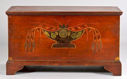 URN DECORATED BLANKET CHEST,