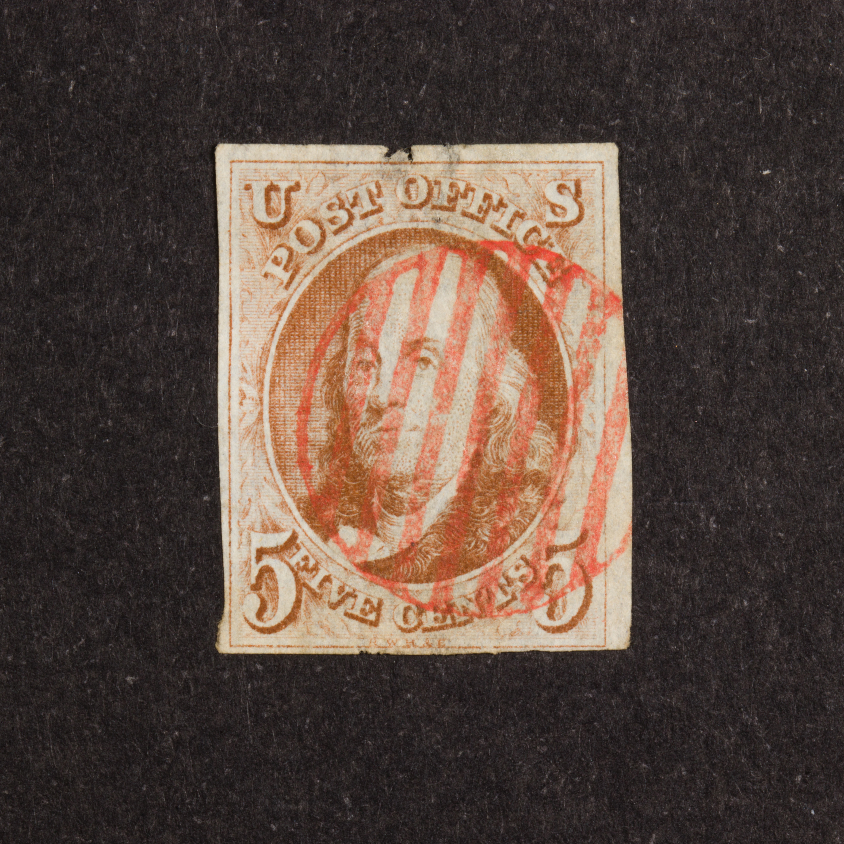 U.S. 1847 SCOTT #1 5 CENT RED