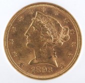 US 1893 $5 GOLD HALF EAGLE NGC
