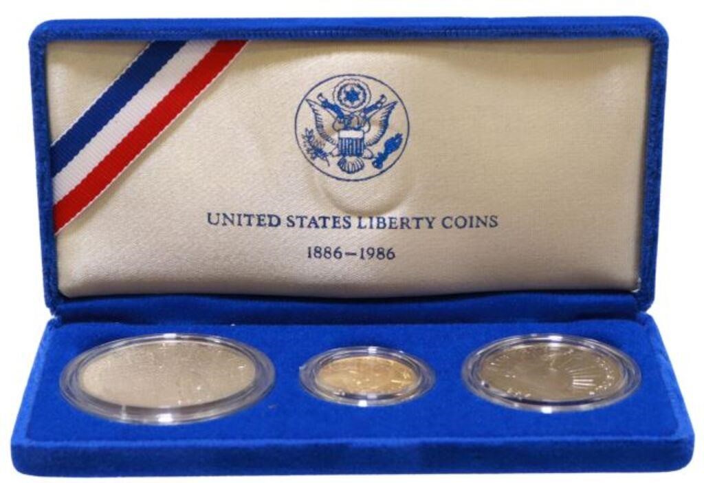 US 1986 LIBERTY THREE COIN SET WITH
