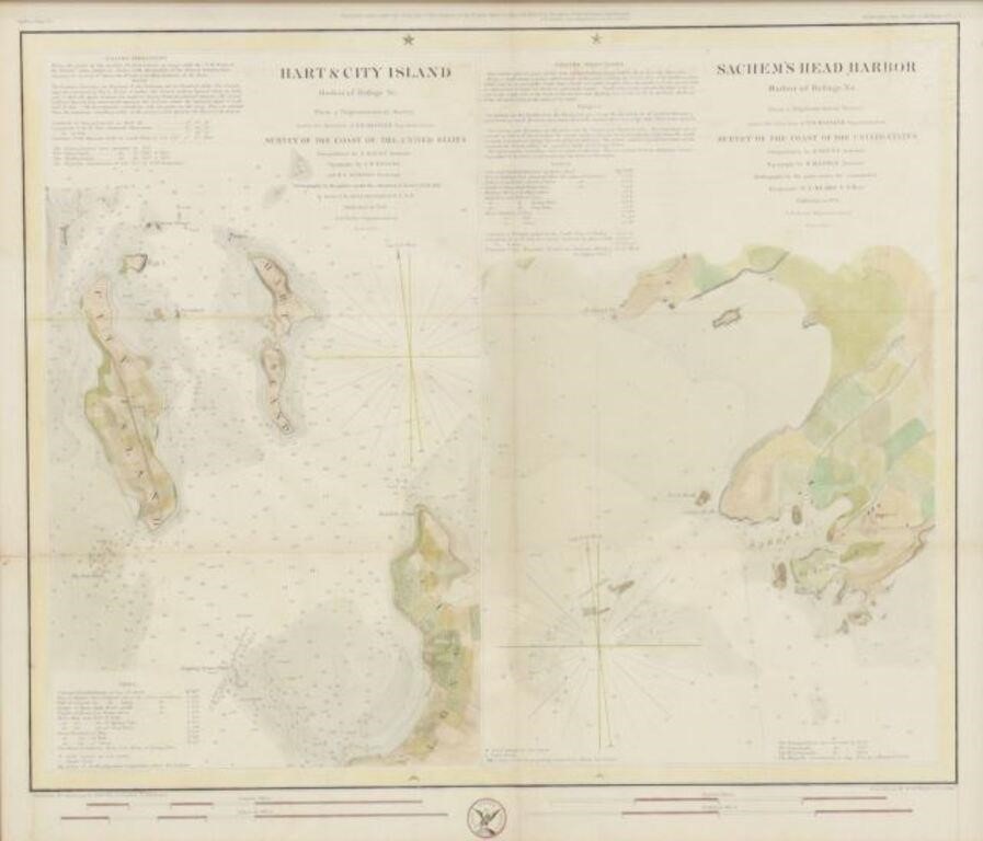 US COAST SURVEY MAP CONNECTICUT &
