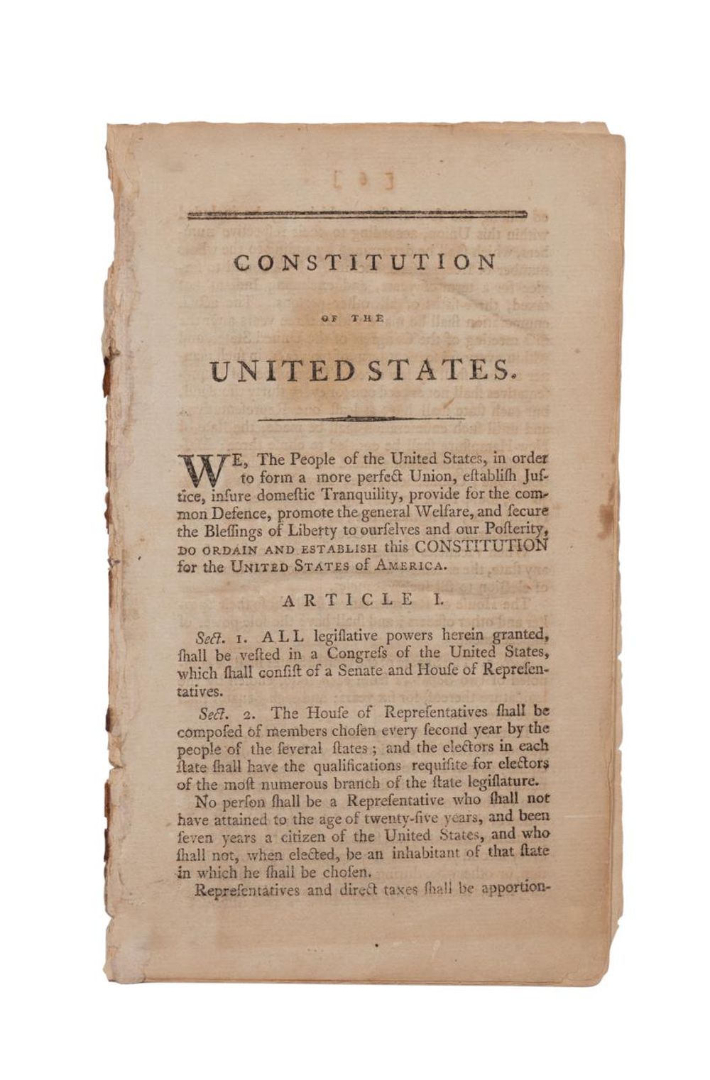 US CONSTITUTION FROM BOOK SET,