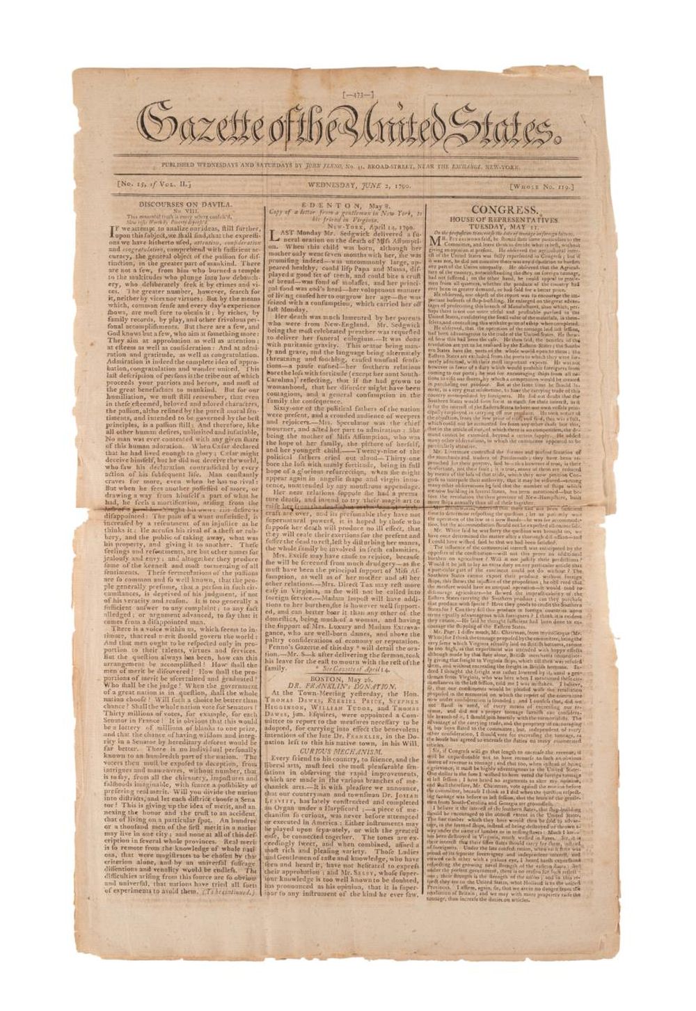 US CONSTITUTION, GAZETTE OF THE